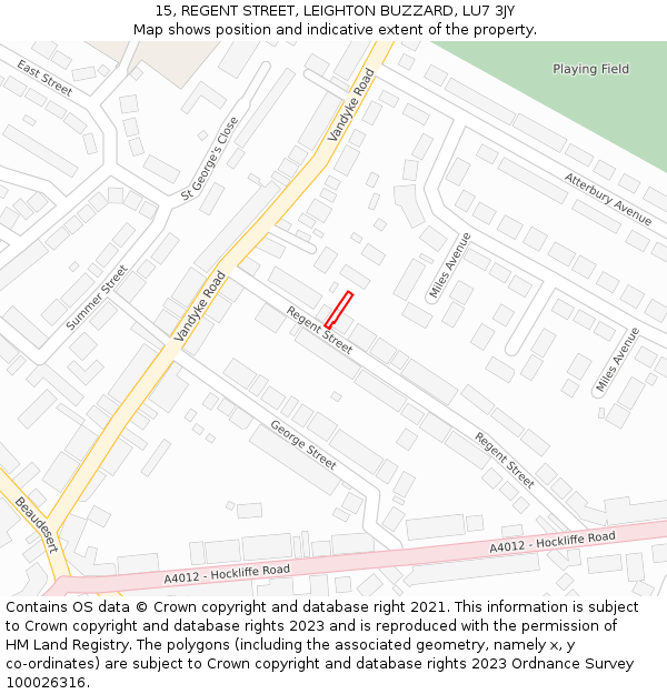 15, REGENT STREET, LEIGHTON BUZZARD, LU7 3JY: Location map and indicative extent of plot