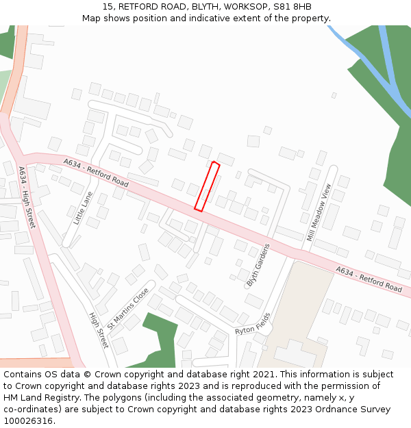 15, RETFORD ROAD, BLYTH, WORKSOP, S81 8HB: Location map and indicative extent of plot