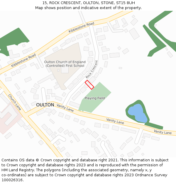 15, ROCK CRESCENT, OULTON, STONE, ST15 8UH: Location map and indicative extent of plot