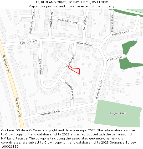 15, RUTLAND DRIVE, HORNCHURCH, RM11 3EW: Location map and indicative extent of plot