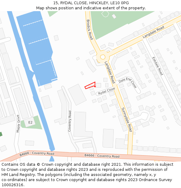 15, RYDAL CLOSE, HINCKLEY, LE10 0PG: Location map and indicative extent of plot
