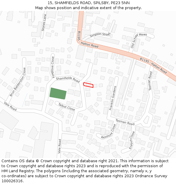 15, SHAMFIELDS ROAD, SPILSBY, PE23 5NN: Location map and indicative extent of plot