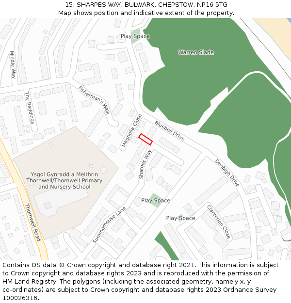 15, SHARPES WAY, BULWARK, CHEPSTOW, NP16 5TG: Location map and indicative extent of plot