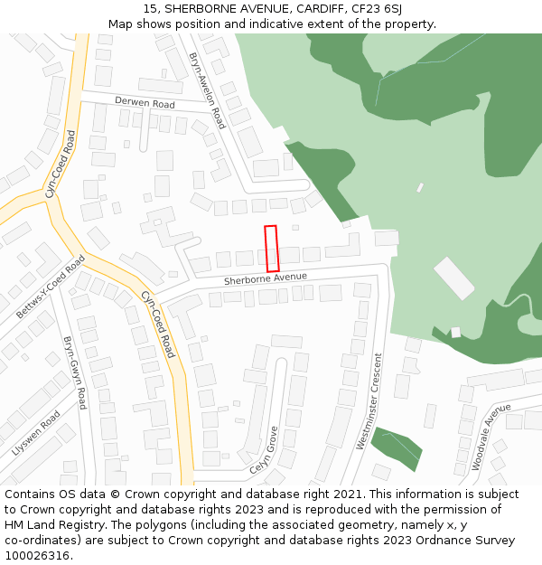 15, SHERBORNE AVENUE, CARDIFF, CF23 6SJ: Location map and indicative extent of plot