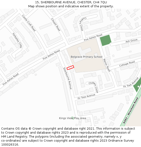 15, SHERBOURNE AVENUE, CHESTER, CH4 7QU: Location map and indicative extent of plot