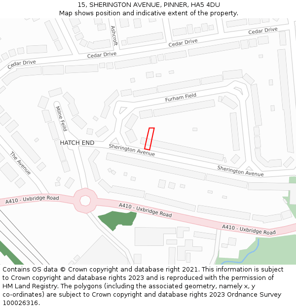 15, SHERINGTON AVENUE, PINNER, HA5 4DU: Location map and indicative extent of plot