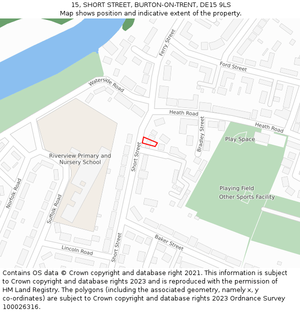 15, SHORT STREET, BURTON-ON-TRENT, DE15 9LS: Location map and indicative extent of plot