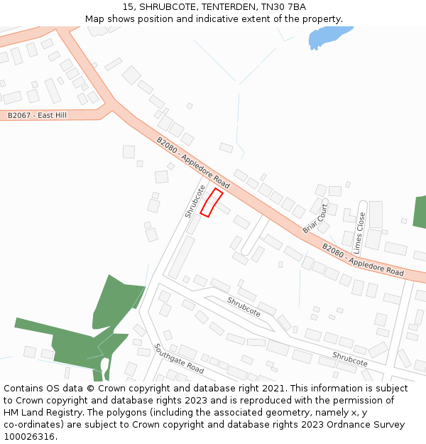 15, SHRUBCOTE, TENTERDEN, TN30 7BA: Location map and indicative extent of plot