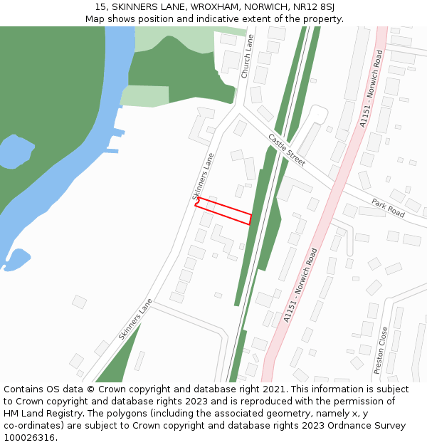 15, SKINNERS LANE, WROXHAM, NORWICH, NR12 8SJ: Location map and indicative extent of plot