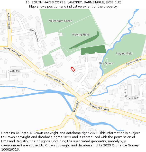 15, SOUTH HAYES COPSE, LANDKEY, BARNSTAPLE, EX32 0UZ: Location map and indicative extent of plot