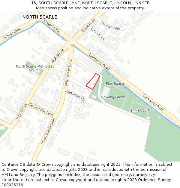 15, SOUTH SCARLE LANE, NORTH SCARLE, LINCOLN, LN6 9ER: Location map and indicative extent of plot