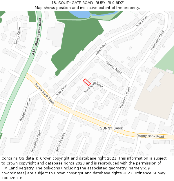 15, SOUTHGATE ROAD, BURY, BL9 8DZ: Location map and indicative extent of plot
