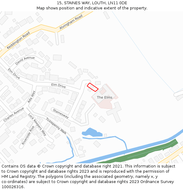 15, STAINES WAY, LOUTH, LN11 0DE: Location map and indicative extent of plot
