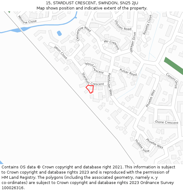 15, STARDUST CRESCENT, SWINDON, SN25 2JU: Location map and indicative extent of plot