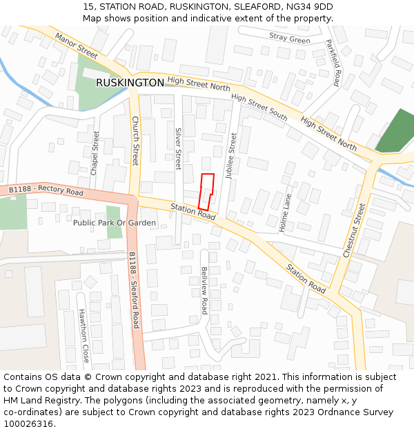 15, STATION ROAD, RUSKINGTON, SLEAFORD, NG34 9DD: Location map and indicative extent of plot