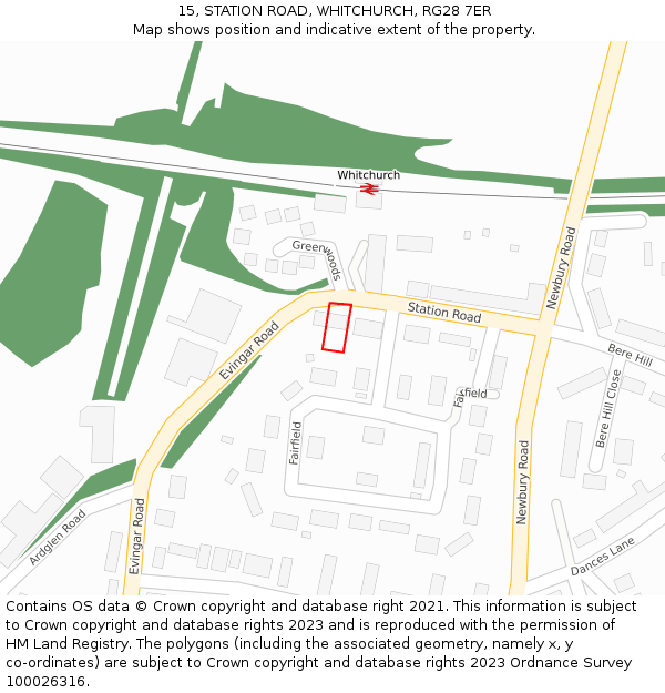 15, STATION ROAD, WHITCHURCH, RG28 7ER: Location map and indicative extent of plot