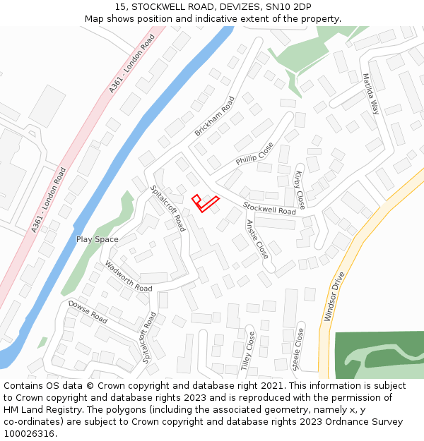 15, STOCKWELL ROAD, DEVIZES, SN10 2DP: Location map and indicative extent of plot