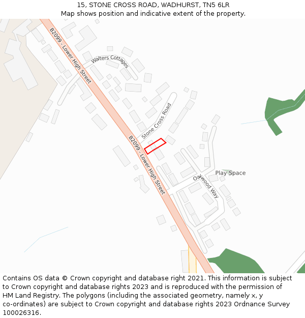 15, STONE CROSS ROAD, WADHURST, TN5 6LR: Location map and indicative extent of plot