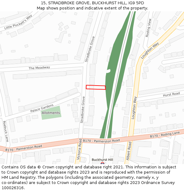 15, STRADBROKE GROVE, BUCKHURST HILL, IG9 5PD: Location map and indicative extent of plot