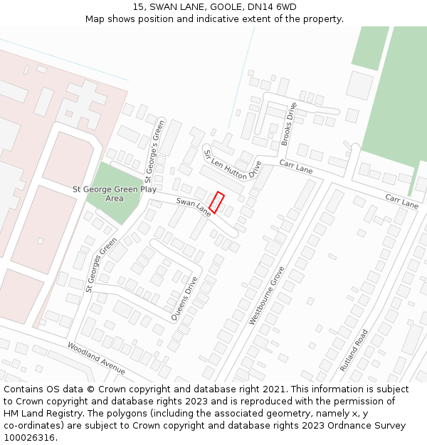 15, SWAN LANE, GOOLE, DN14 6WD: Location map and indicative extent of plot