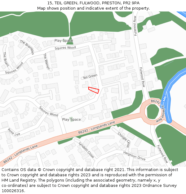 15, TEIL GREEN, FULWOOD, PRESTON, PR2 9PA: Location map and indicative extent of plot