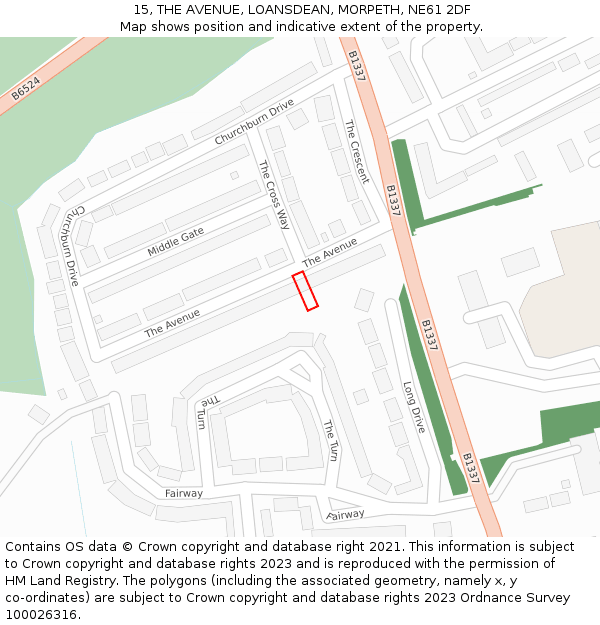 15, THE AVENUE, LOANSDEAN, MORPETH, NE61 2DF: Location map and indicative extent of plot