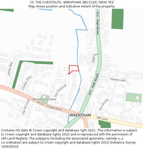 15, THE CHESTNUTS, WRENTHAM, BECCLES, NR34 7EZ: Location map and indicative extent of plot