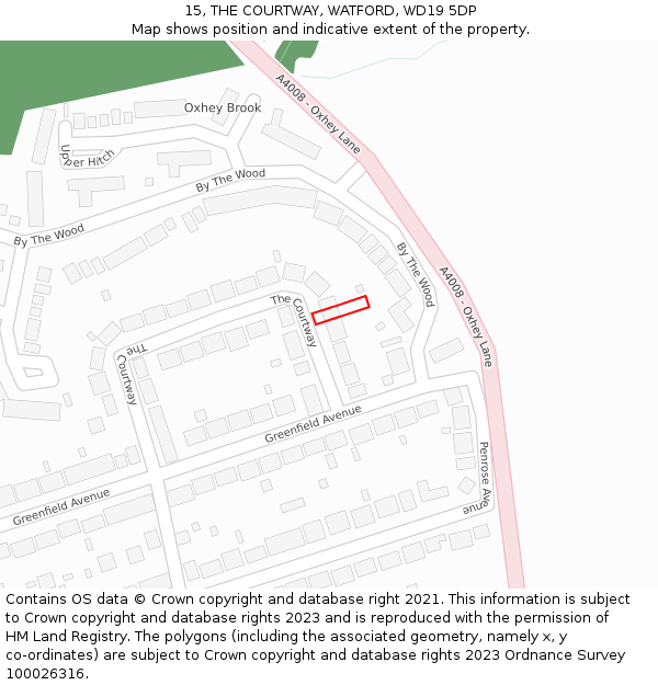 15, THE COURTWAY, WATFORD, WD19 5DP: Location map and indicative extent of plot