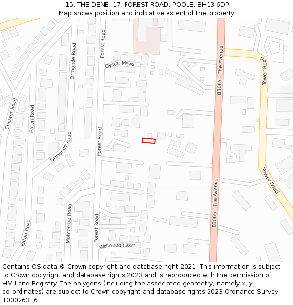 15, THE DENE, 17, FOREST ROAD, POOLE, BH13 6DP: Location map and indicative extent of plot