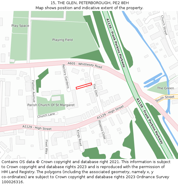 15, THE GLEN, PETERBOROUGH, PE2 8EH: Location map and indicative extent of plot