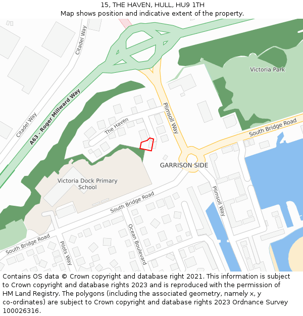 15, THE HAVEN, HULL, HU9 1TH: Location map and indicative extent of plot
