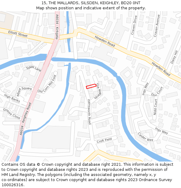 15, THE MALLARDS, SILSDEN, KEIGHLEY, BD20 0NT: Location map and indicative extent of plot
