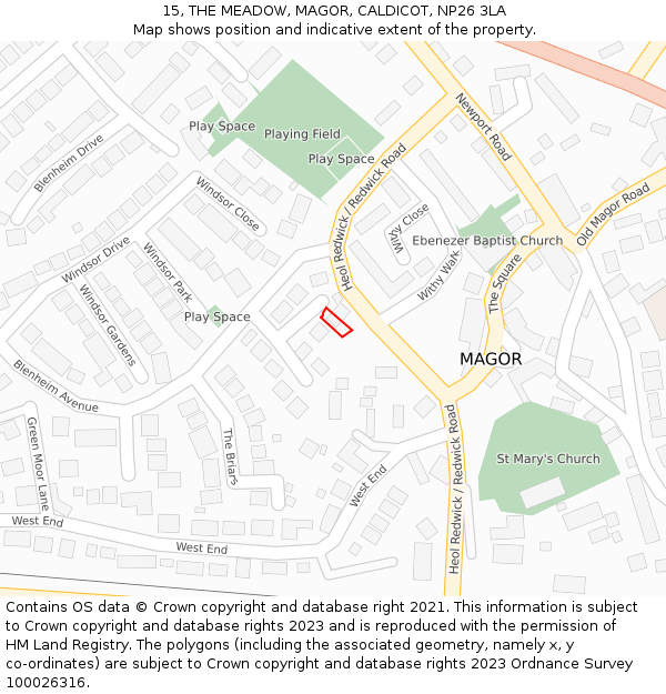 15, THE MEADOW, MAGOR, CALDICOT, NP26 3LA: Location map and indicative extent of plot
