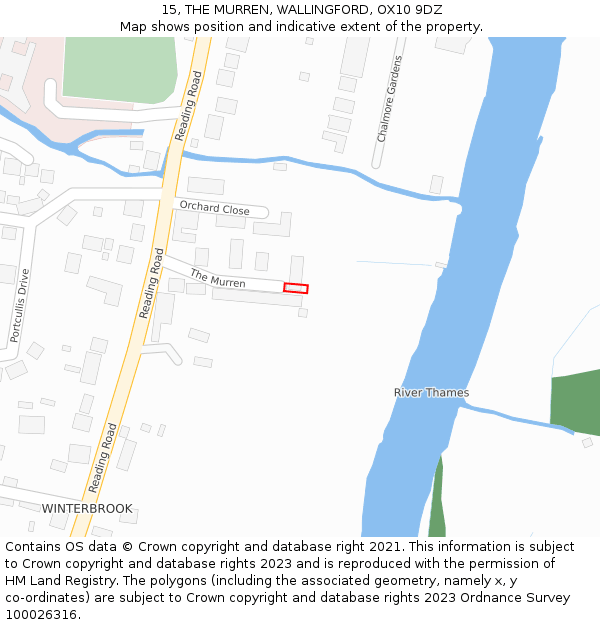 15, THE MURREN, WALLINGFORD, OX10 9DZ: Location map and indicative extent of plot