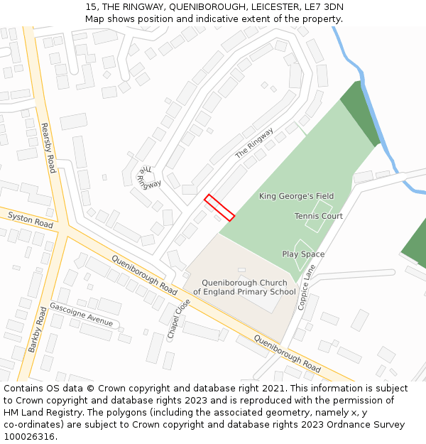 15, THE RINGWAY, QUENIBOROUGH, LEICESTER, LE7 3DN: Location map and indicative extent of plot