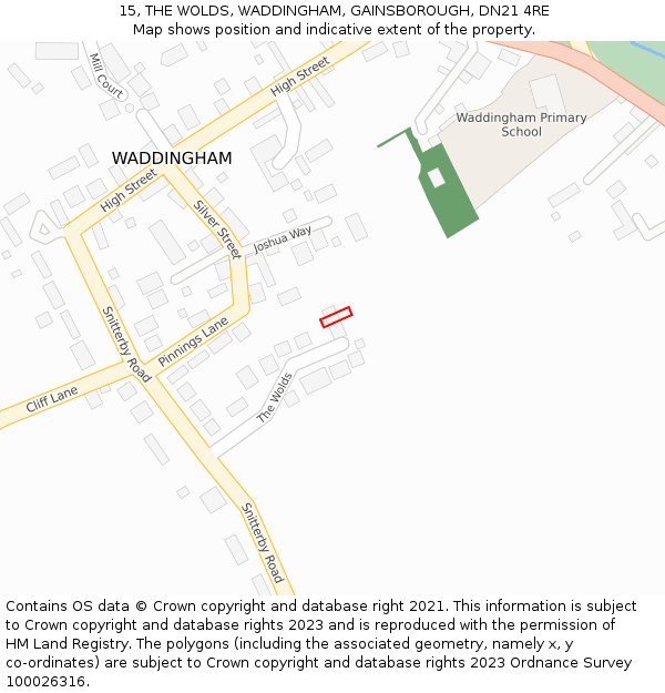 15, THE WOLDS, WADDINGHAM, GAINSBOROUGH, DN21 4RE: Location map and indicative extent of plot