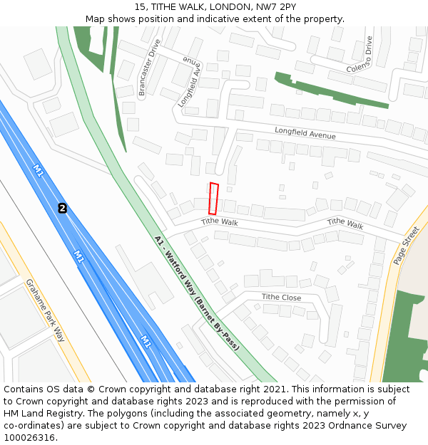 15, TITHE WALK, LONDON, NW7 2PY: Location map and indicative extent of plot