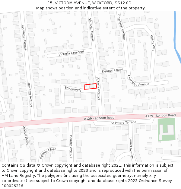 15, VICTORIA AVENUE, WICKFORD, SS12 0DH: Location map and indicative extent of plot