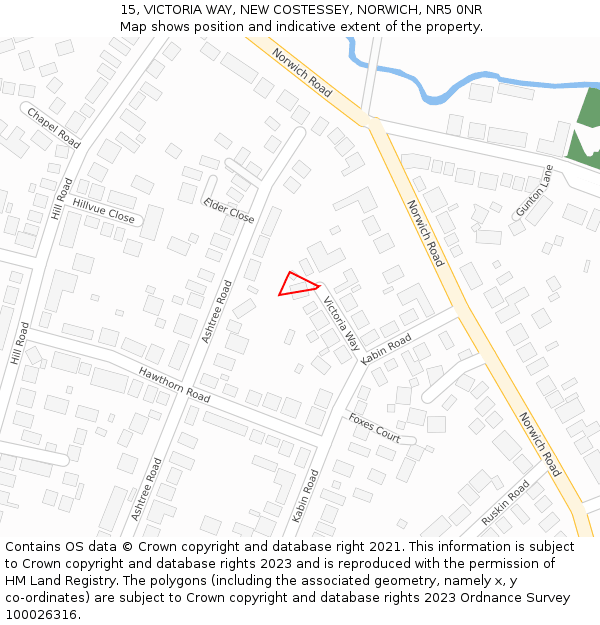 15, VICTORIA WAY, NEW COSTESSEY, NORWICH, NR5 0NR: Location map and indicative extent of plot