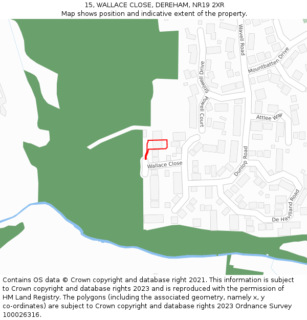15, WALLACE CLOSE, DEREHAM, NR19 2XR: Location map and indicative extent of plot