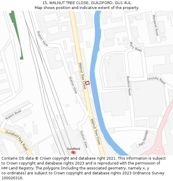15, WALNUT TREE CLOSE, GUILDFORD, GU1 4UL: Location map and indicative extent of plot