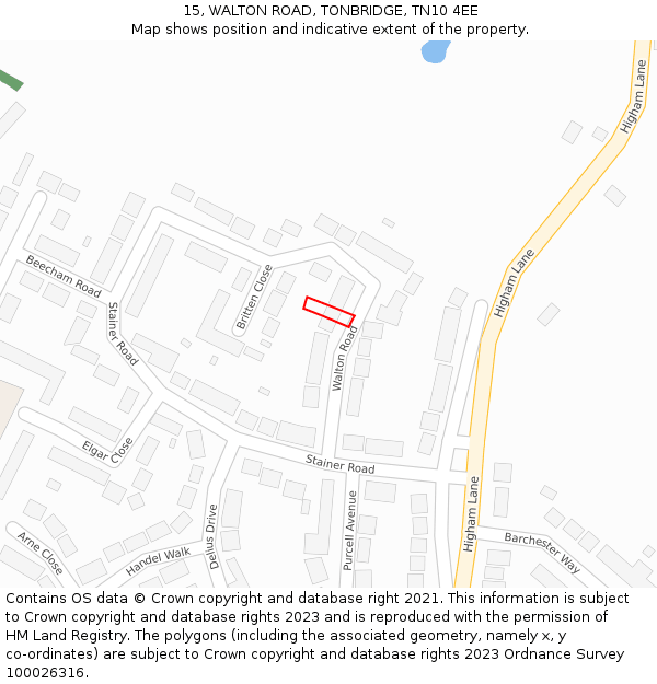 15, WALTON ROAD, TONBRIDGE, TN10 4EE: Location map and indicative extent of plot