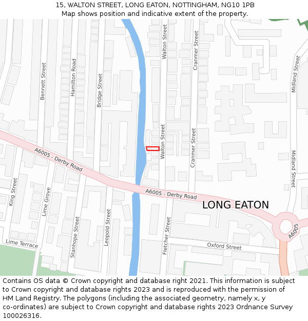 15, WALTON STREET, LONG EATON, NOTTINGHAM, NG10 1PB: Location map and indicative extent of plot