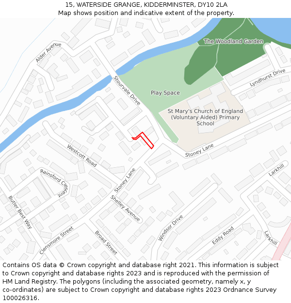 15, WATERSIDE GRANGE, KIDDERMINSTER, DY10 2LA: Location map and indicative extent of plot