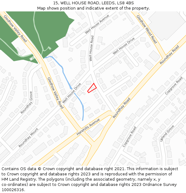 15, WELL HOUSE ROAD, LEEDS, LS8 4BS: Location map and indicative extent of plot