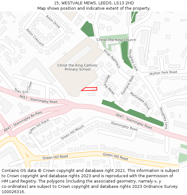 15, WESTVALE MEWS, LEEDS, LS13 2HD: Location map and indicative extent of plot