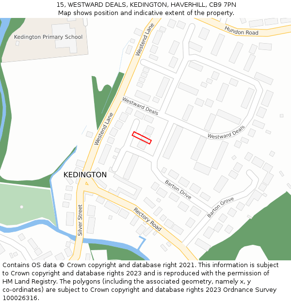 15, WESTWARD DEALS, KEDINGTON, HAVERHILL, CB9 7PN: Location map and indicative extent of plot