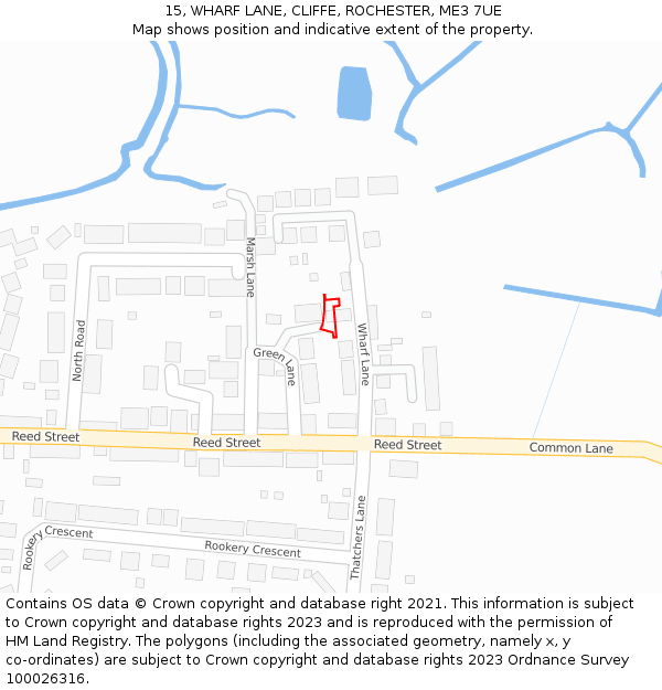 15, WHARF LANE, CLIFFE, ROCHESTER, ME3 7UE: Location map and indicative extent of plot