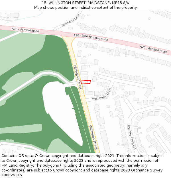 15, WILLINGTON STREET, MAIDSTONE, ME15 8JW: Location map and indicative extent of plot