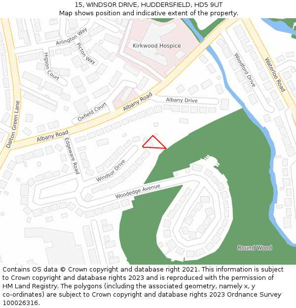 15, WINDSOR DRIVE, HUDDERSFIELD, HD5 9UT: Location map and indicative extent of plot